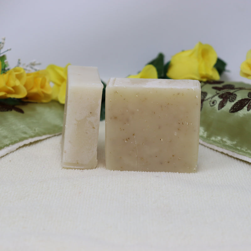 By the Sea Soap Shoppe "Oatmeal Exfoliating Unscented" mini soap is the perfect size for travel. Contains finely ground oatmeal for gentle but effective exfoliating. This soap is unscented. All-natural ingredients, moisturizing and vegan. Handmade in Prince Edward Island, Canada. $3.00 each. 